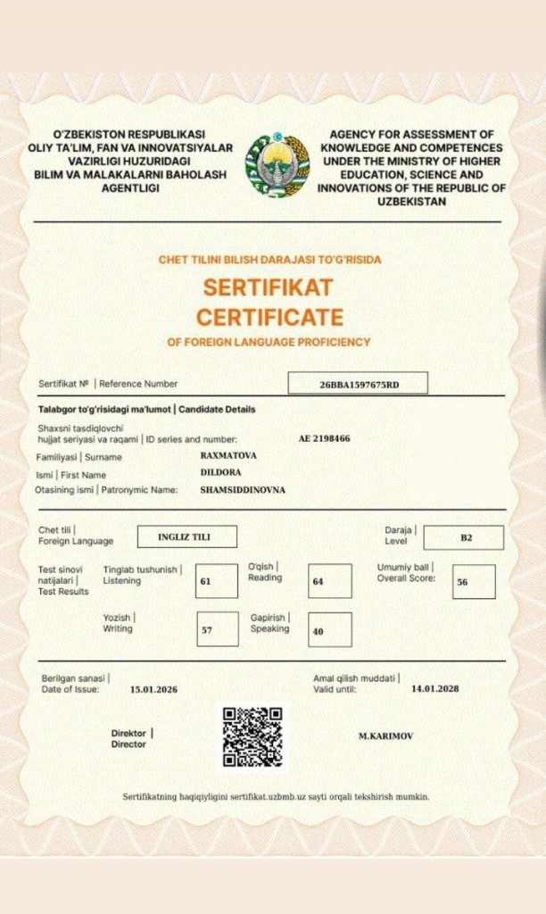 Ingliz tili sertifikati 6