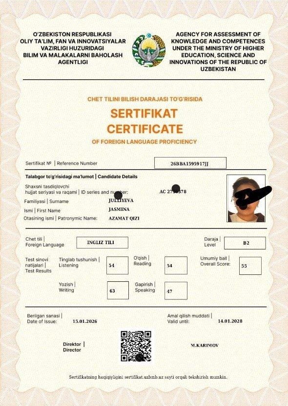 Ingliz tili sertifikati 7