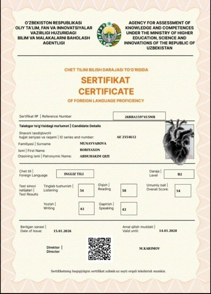 Ingliz tili sertifikati 8