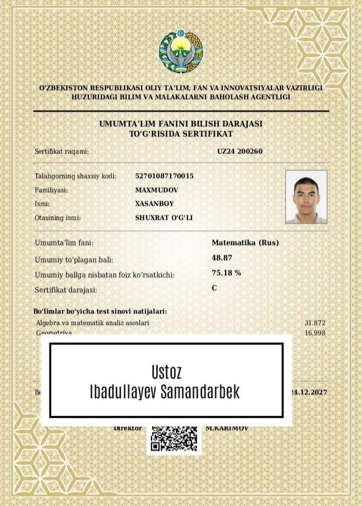 Matematika sertifikati 3
