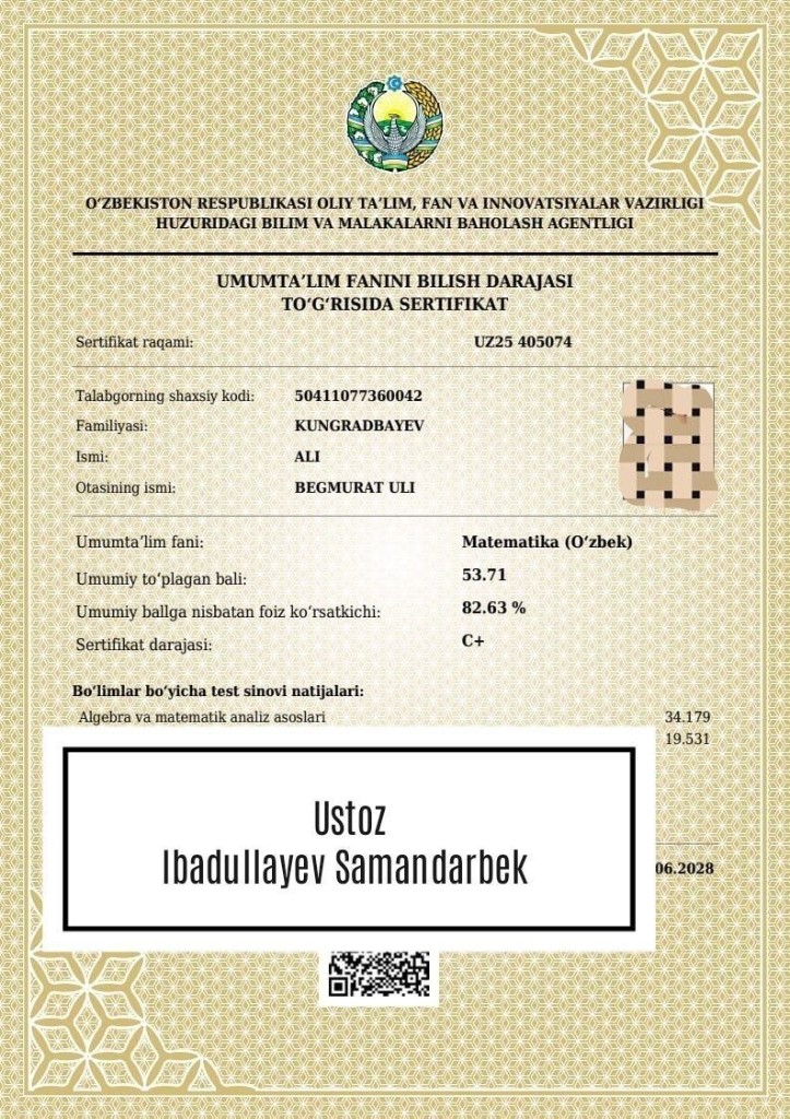 Matematika sertifikati 5