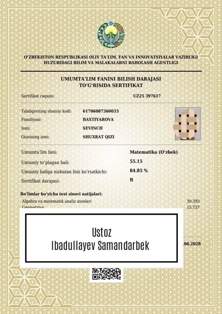 Matematika sertifikati 7