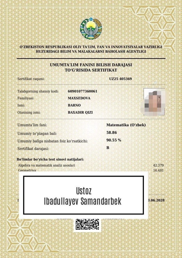 Matematika sertifikati 8