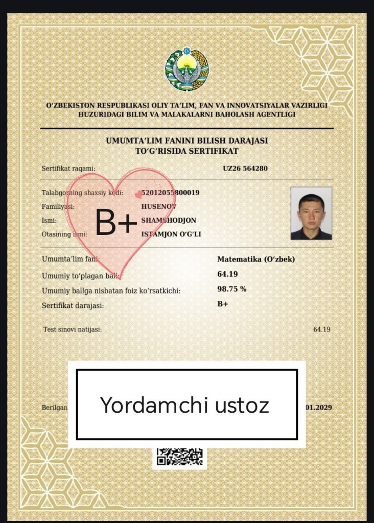 Matematika sertifikati 9