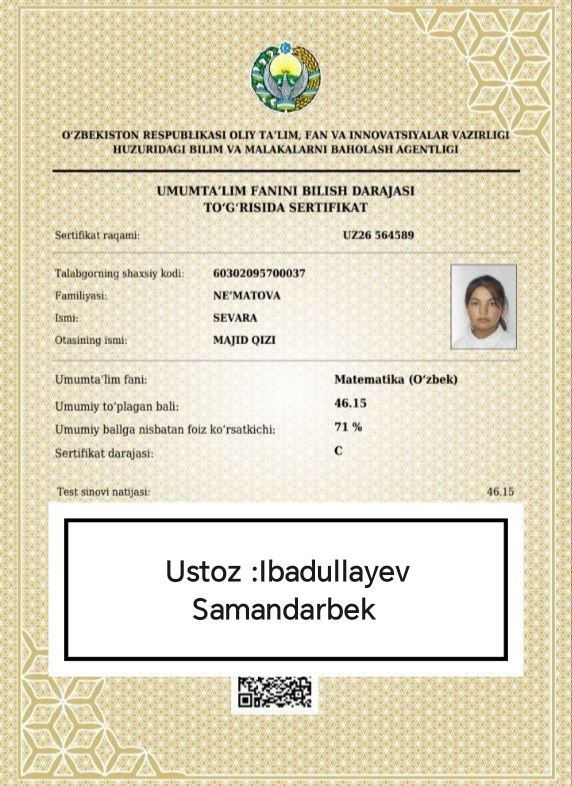 Matematika sertifikati 12