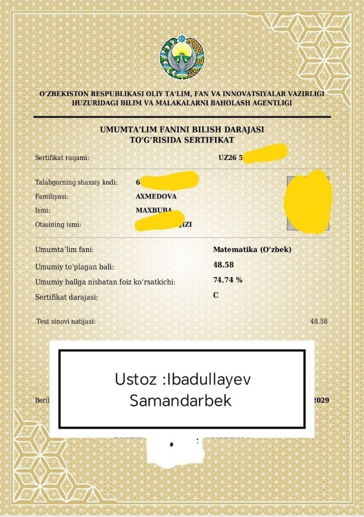 Matematika sertifikati 13