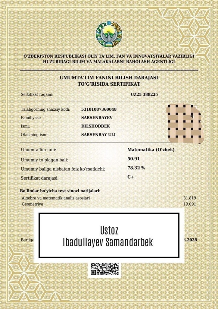 Matematika sertifikati 16