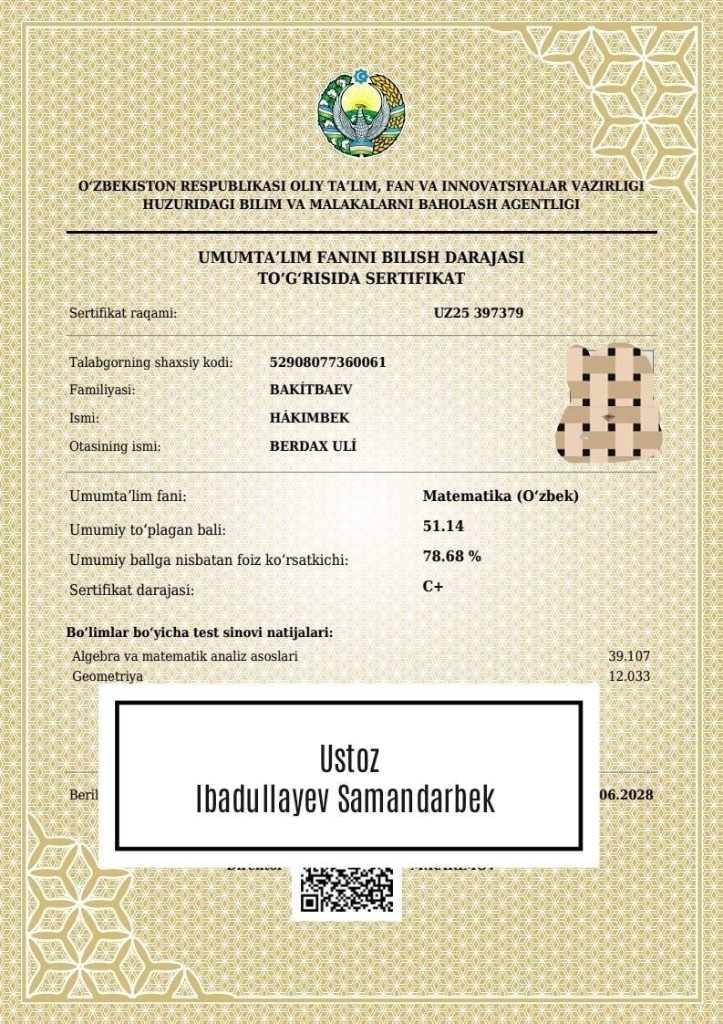 Matematika sertifikati 17