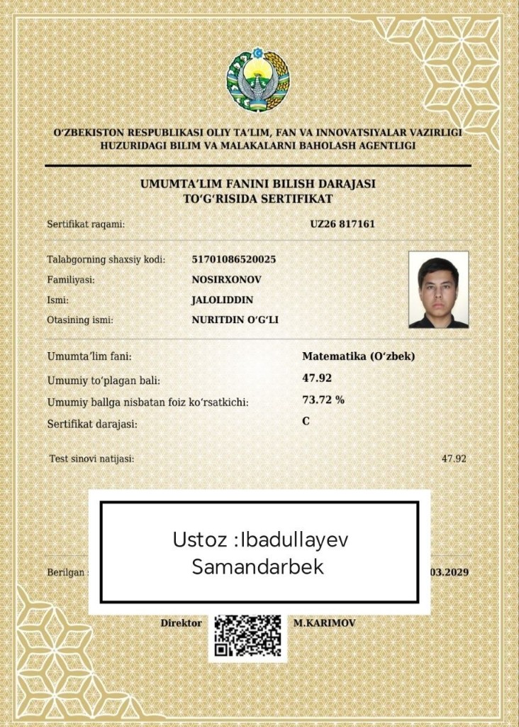 Matematika sertifikati 25