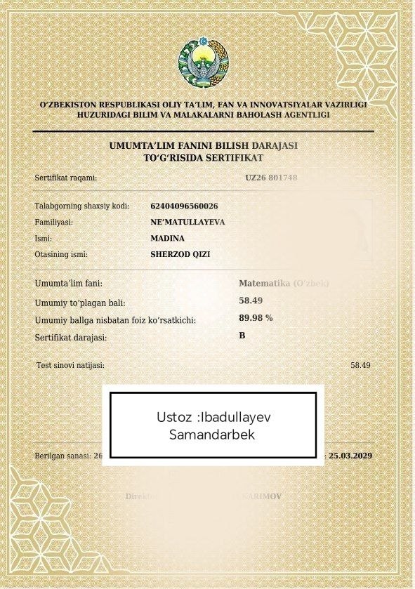 Matematika sertifikati 27