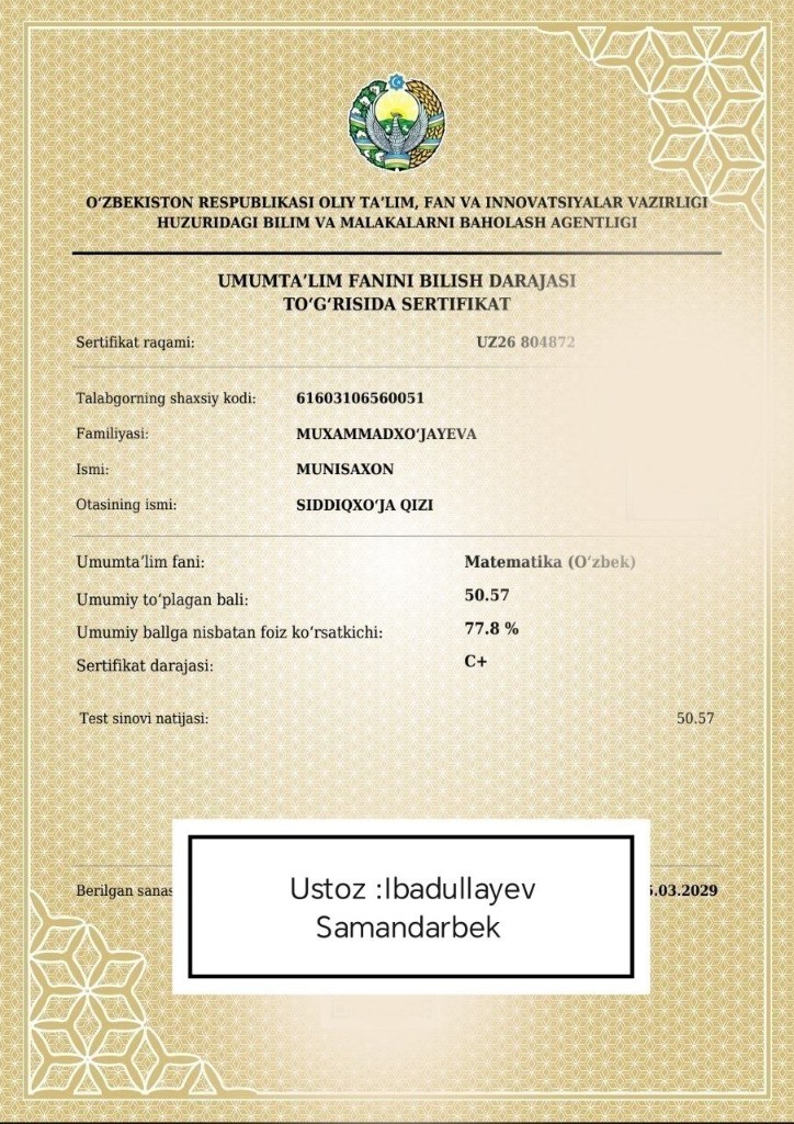 Matematika sertifikati 28