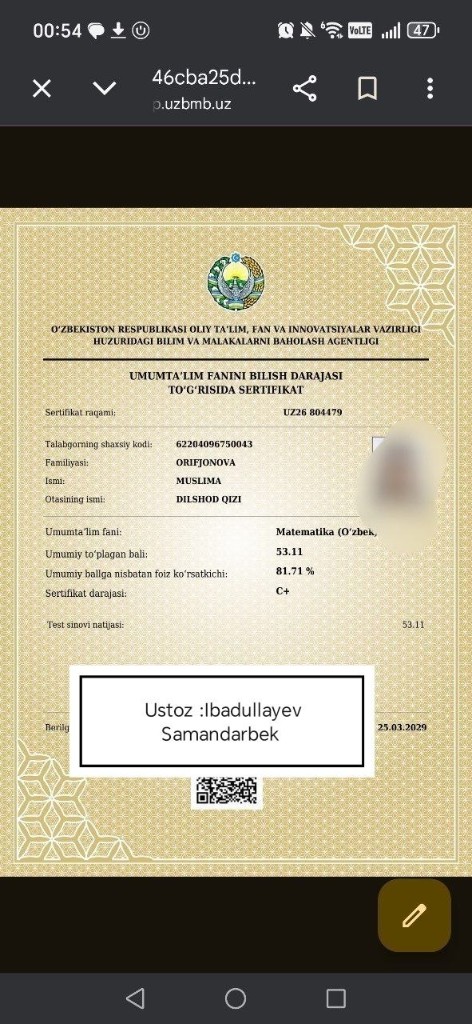 Matematika sertifikati 33