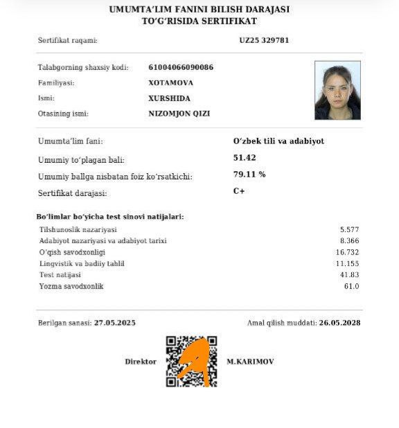 Ona tili sertifikati 1